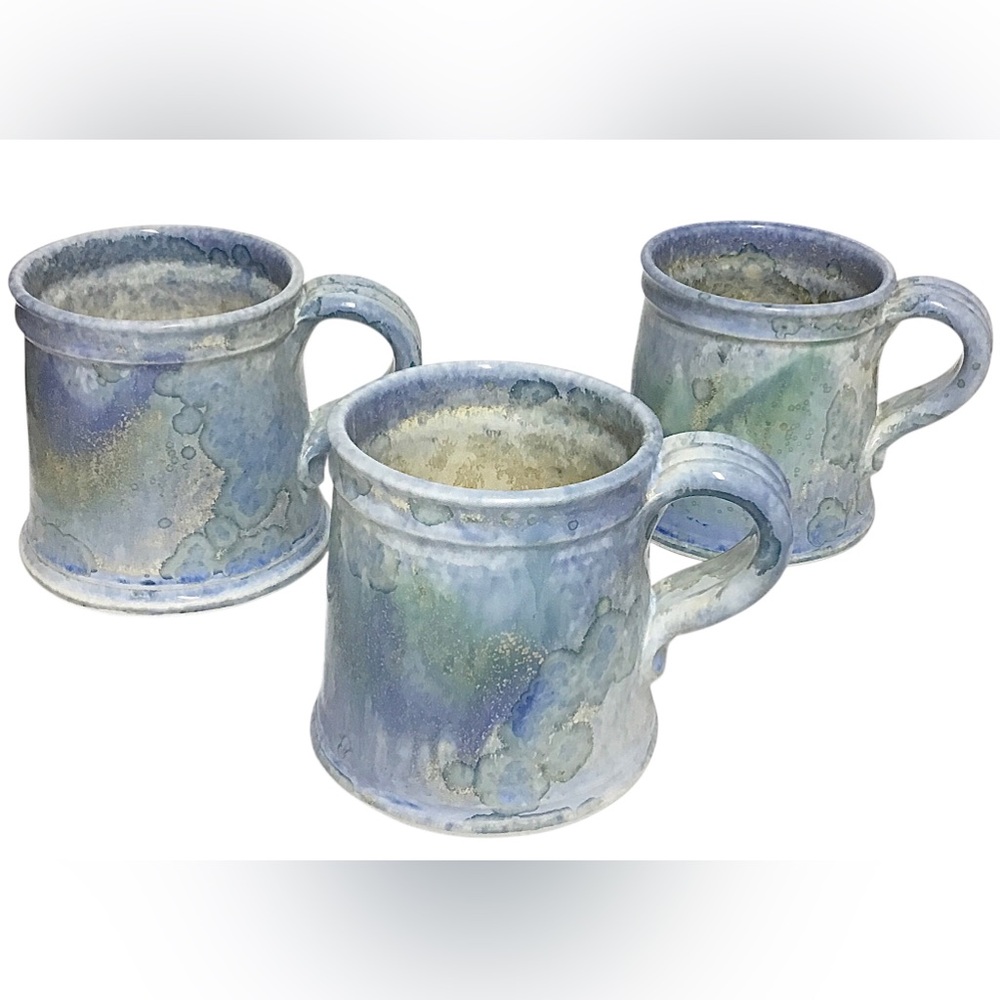 Unique Edgecomb Potters Studio Pottery Crystalline Glaze Ceramic Mug Set of 3